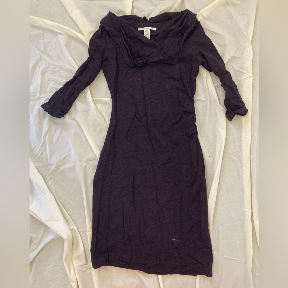 Ruched Draped Wool Tweed Cowl Neck Diane von Furstenberg Dress Size 10